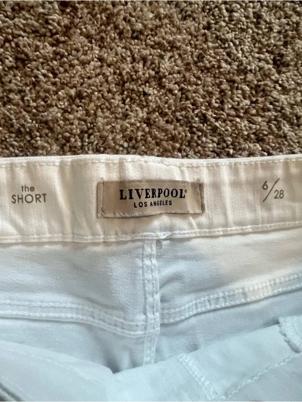 Liverpool Women’s “The Short” Pull- On White Rolled-Hem Denim Shorts - Picture 3 of 6